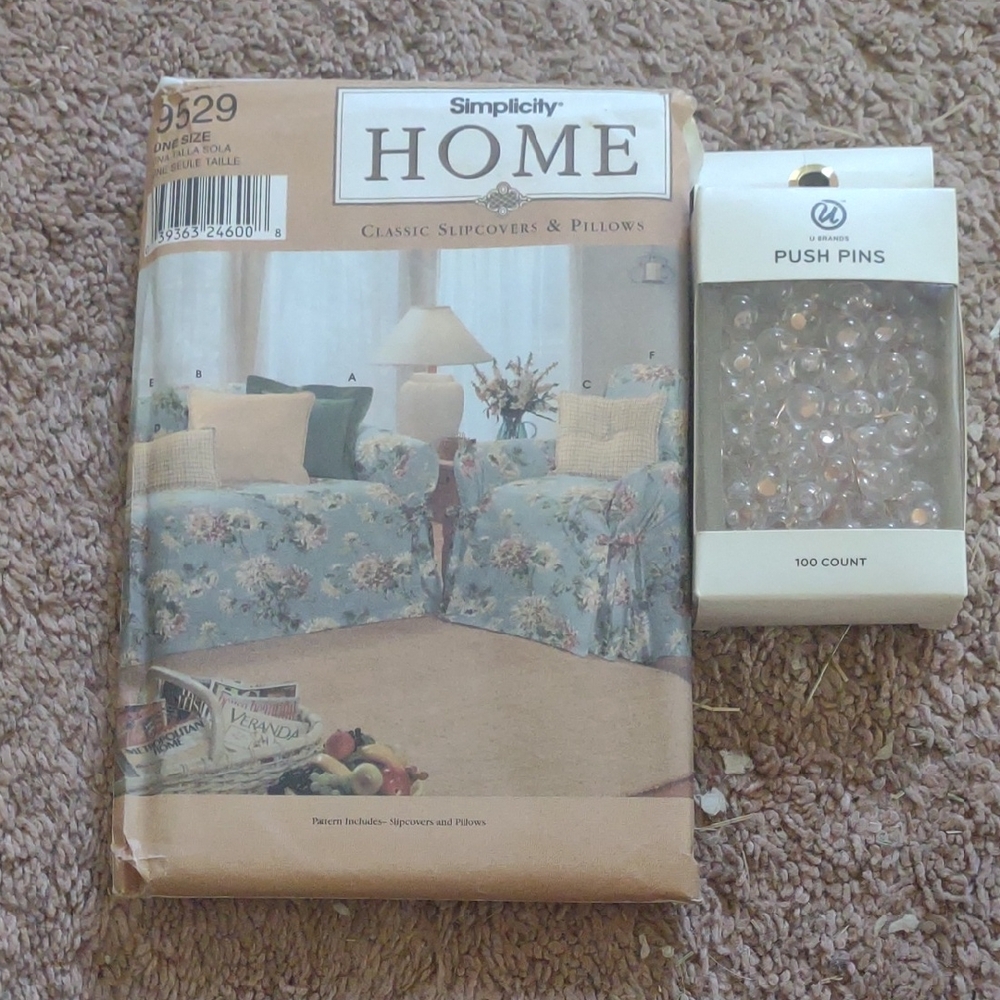 Simplicity Home Floral Slipcovers and Clear Push Pins